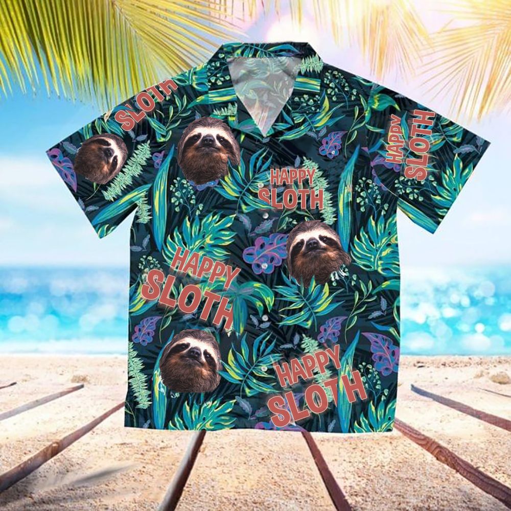 Happy Sloth Hawaii Shirt Tropical Button Up Mens Womens Ha44755