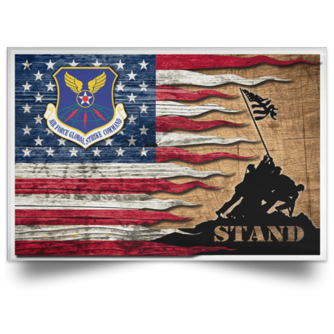 US Air Force Air Force Global Strike Command Stand For The Flag Satin Landscape Poster