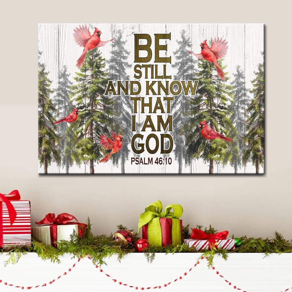 Be Still And Know Cardinal Bird Christmas Wall Art Canvas – Christmas Decoration