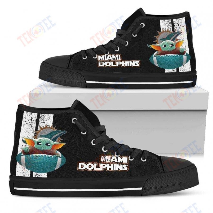 Mens Womens Miami Dolphins High Top Canvas Shoes Nice And Comfortable TMT142