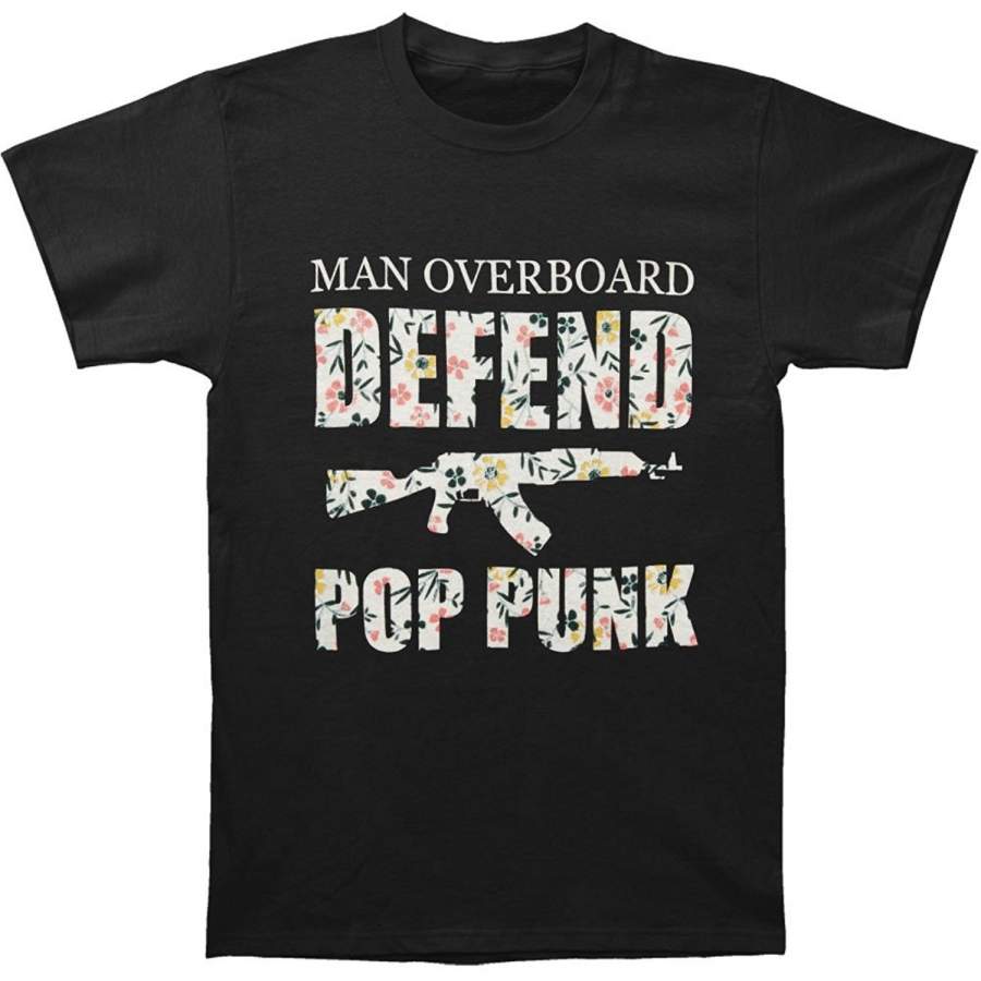 Man Overboard Men’s Floral Defend Pop Punk Black T-Shirt