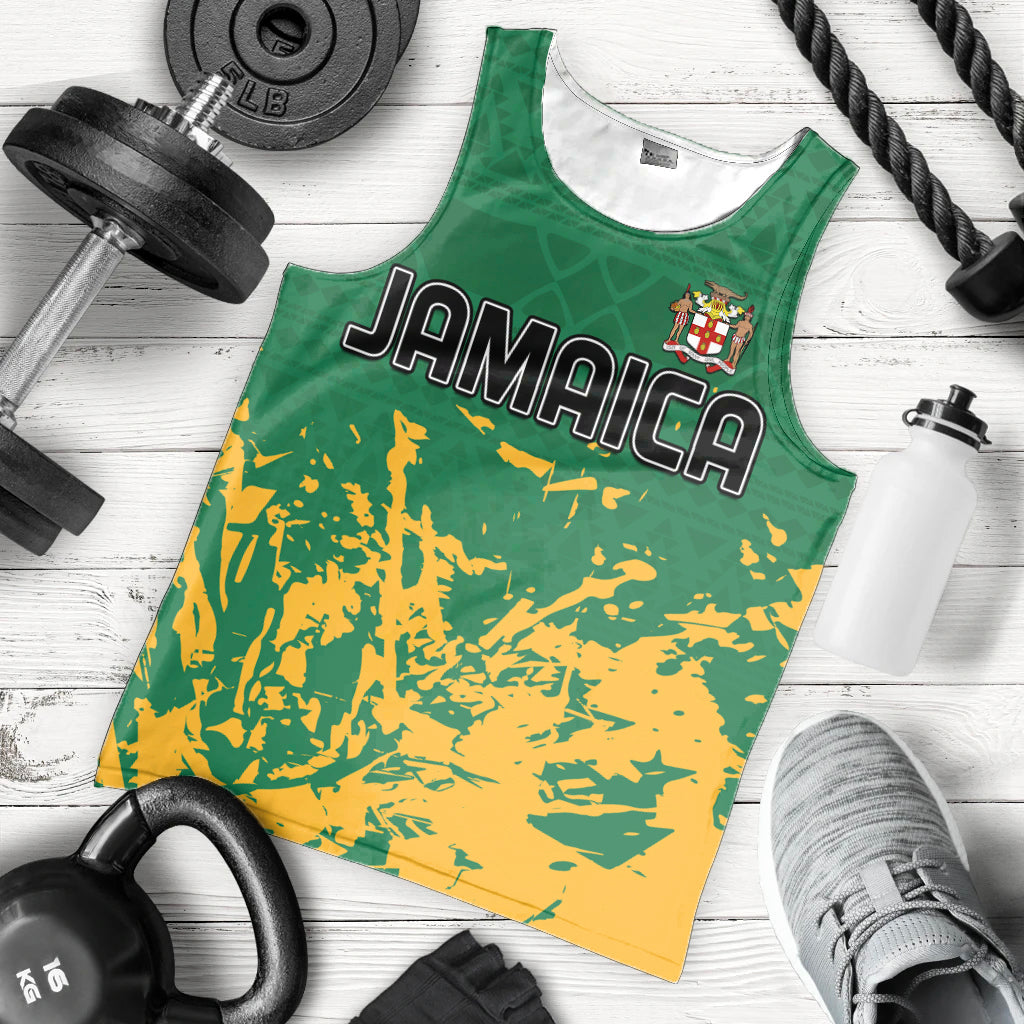 (Custom Text And Number) Jamaica Athletics Men Tank Top Jamaican Flag With African Pattern Sporty Style Lt14