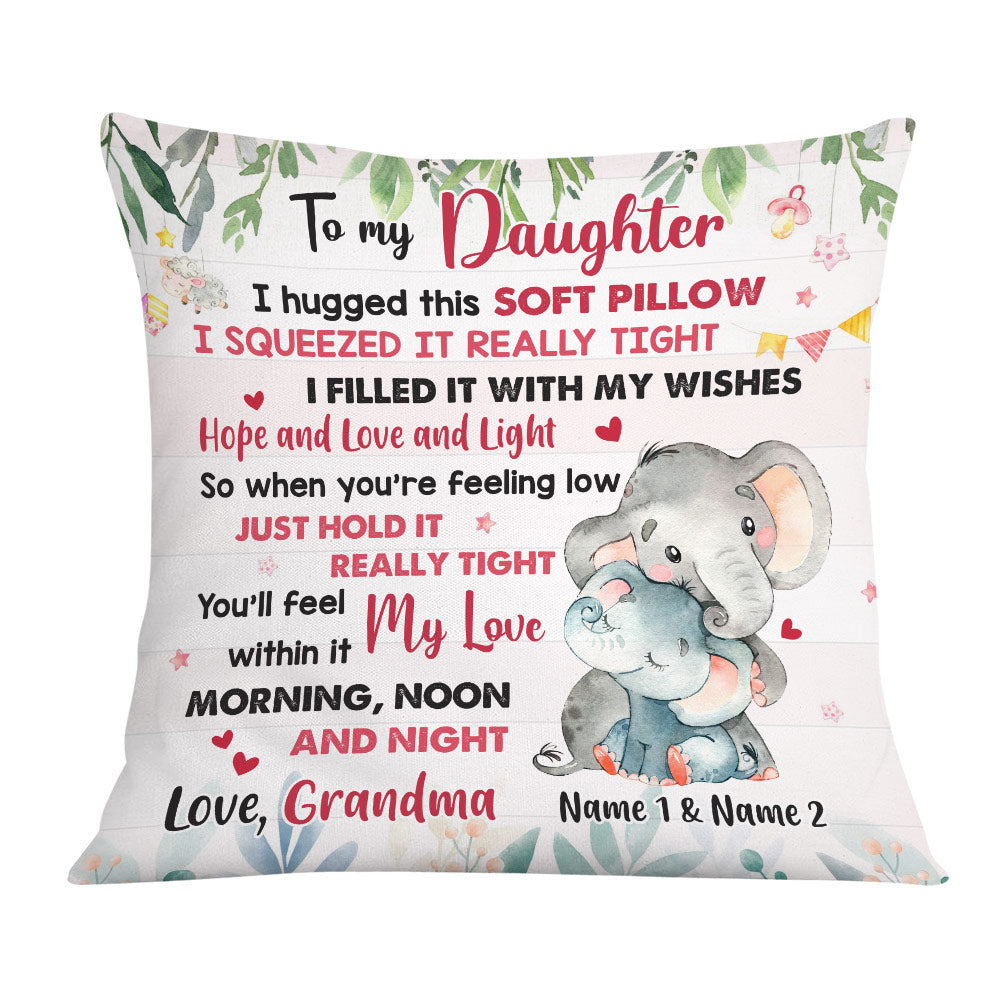 Personalized Elephant Mom Grandma Daughter Granddaughter Hug This Pillow Db241 23O36