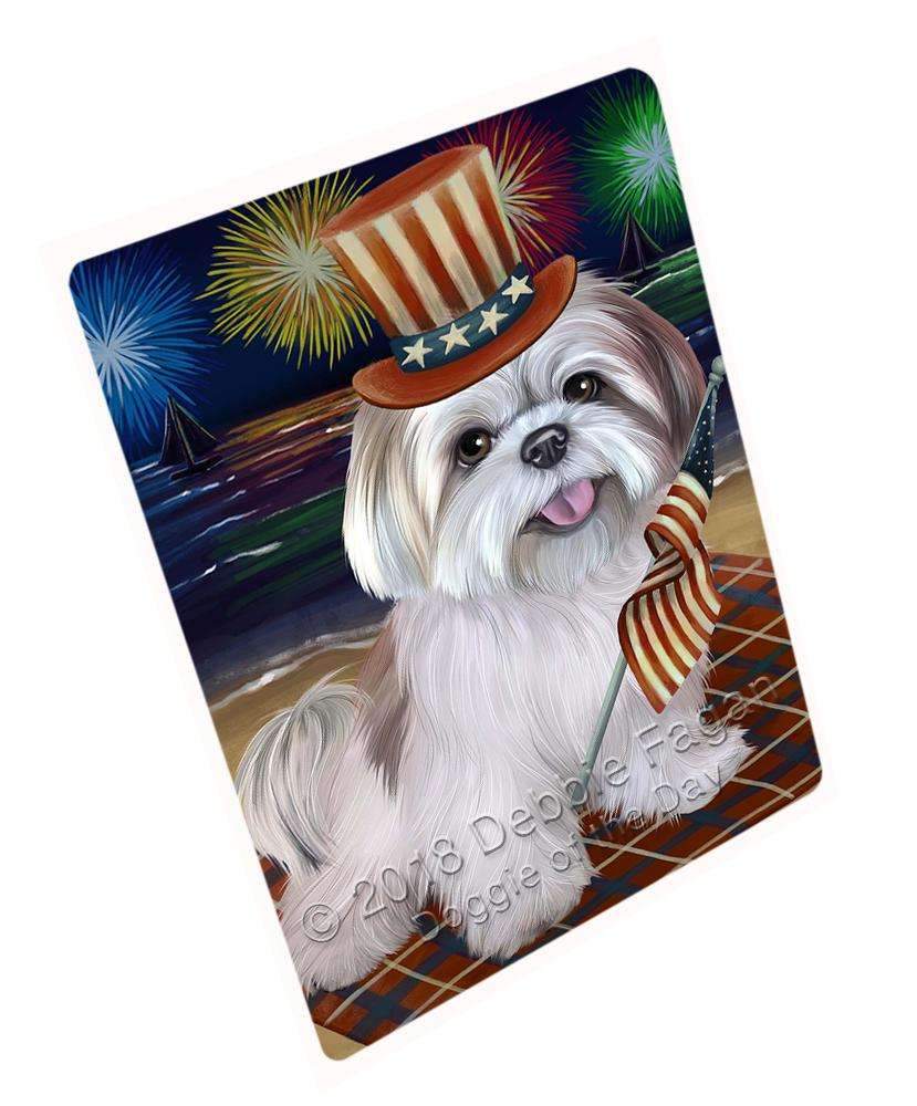 4Th Of July Independence Day Firework Lhasa Apso Dog Blanket Blnkt55983 (37X57 Sherpa)