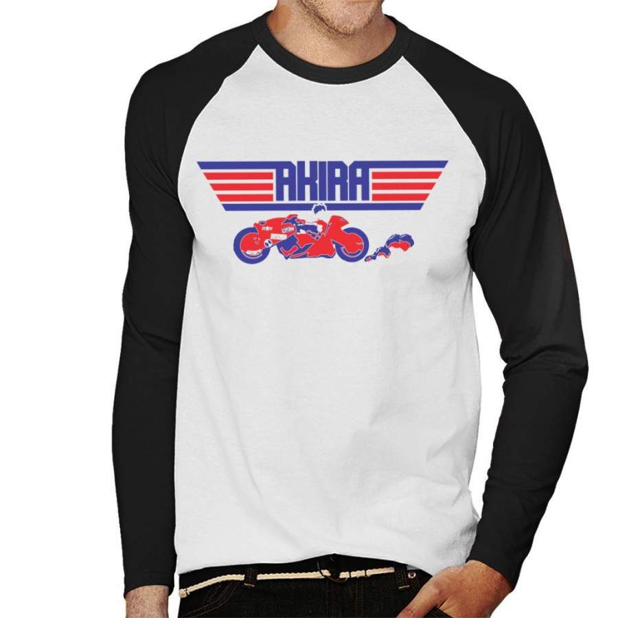 Akira Top Gun Logo Mix Men’s Baseball Long Sleeved T-Shirt