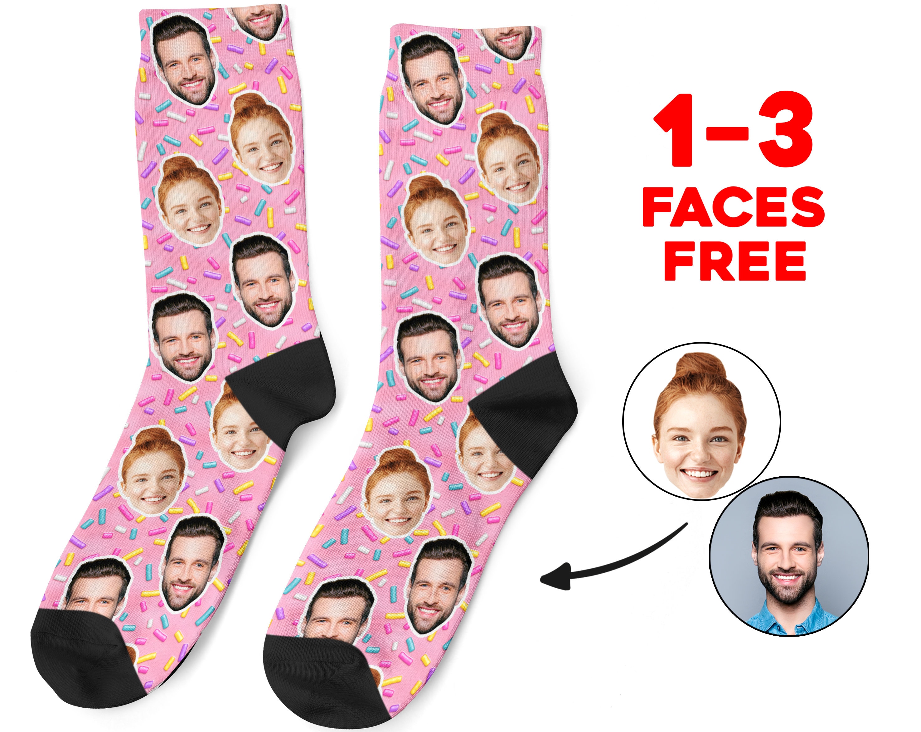 Custom Face Socks, Personalized Sweet Photo Socks, Picture Candy Face on Socks, Customized Funny Photo Gift For Her, Him or Best Friends