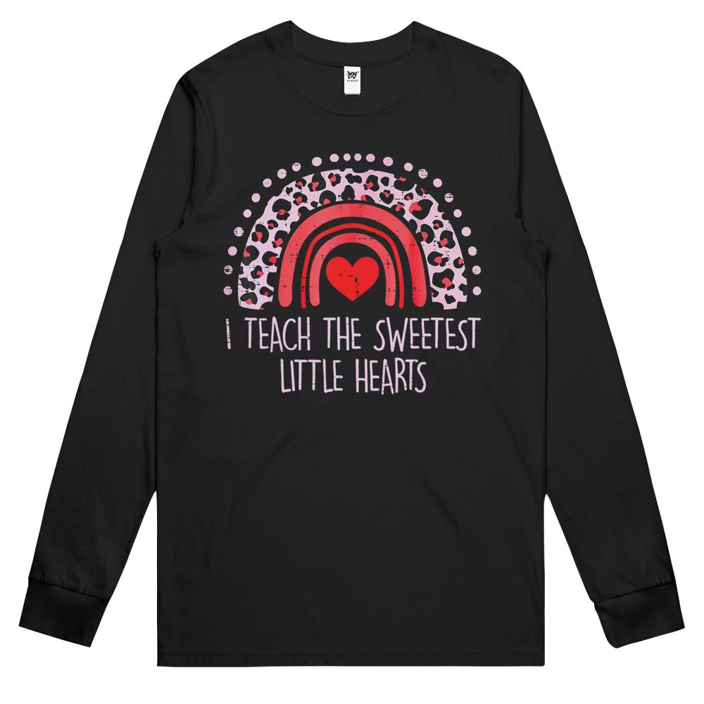 I Teach The Sweetest Hearts Rainbow Teacher Valentines Day Gift Long Sleeve T Shirts