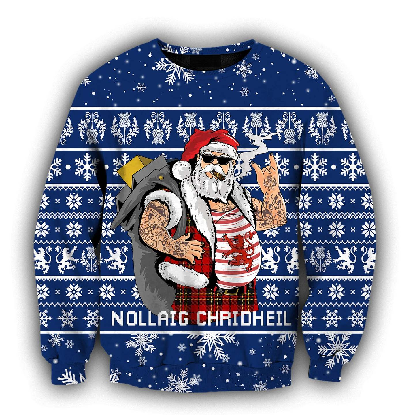 Scottish Gangster Santa Blue Ugly Christmas Sweater | Unisex | Adult | Us3214