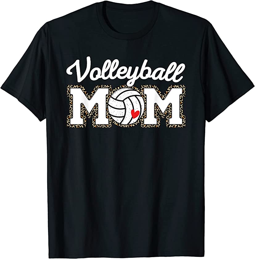 Cute Volleyball Mom Leopard Print Mothers Day T-Shirt