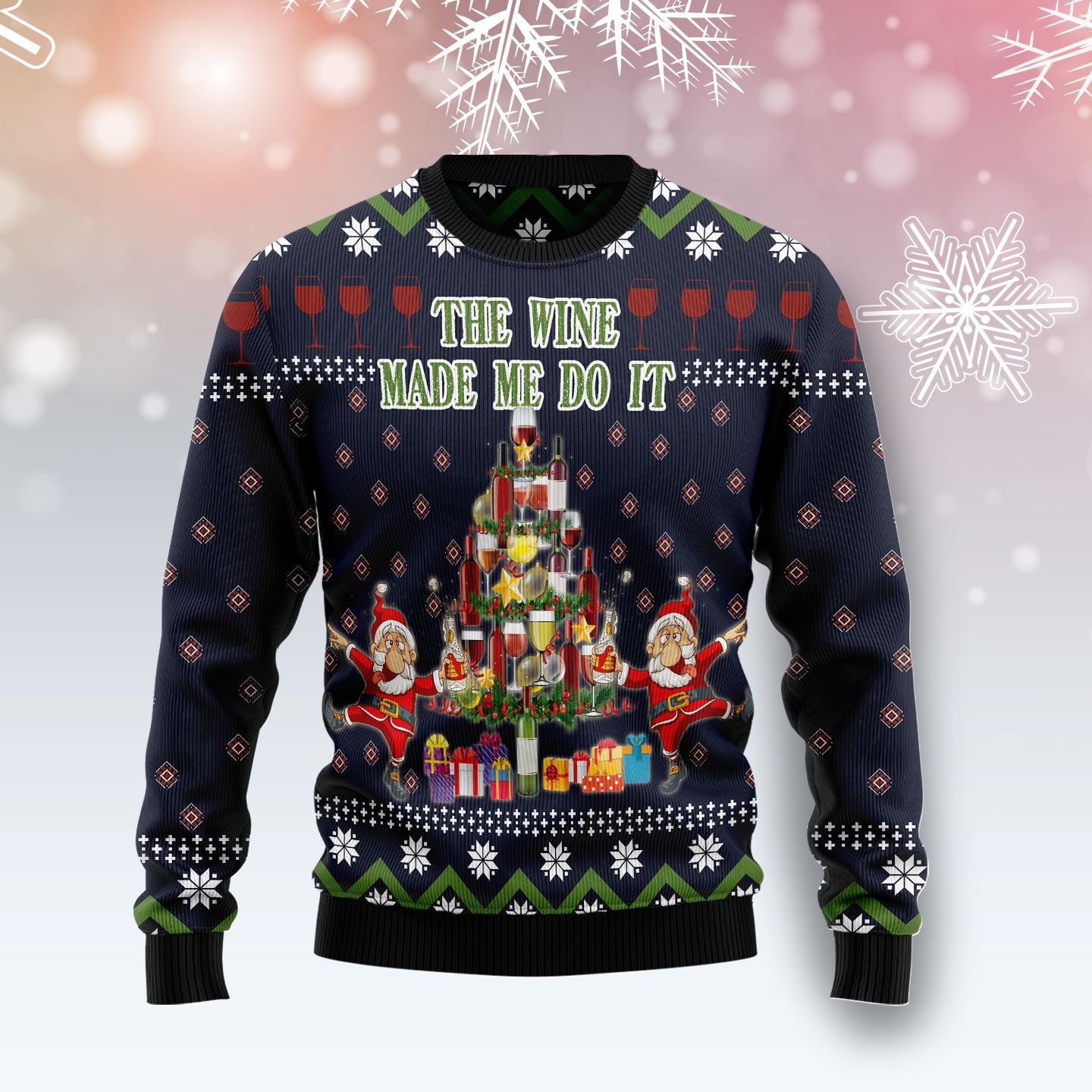 The Wine Make Me Do It Ugly Christmas Sweater | For Men & Women | Adult | Us4467