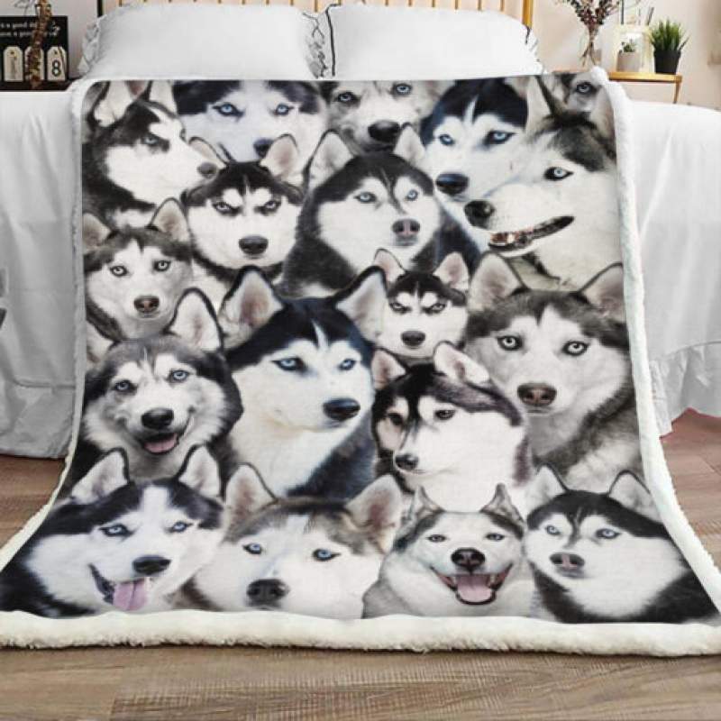 Siberian Husky Dog Sherpa Blanket JR2201 78O58