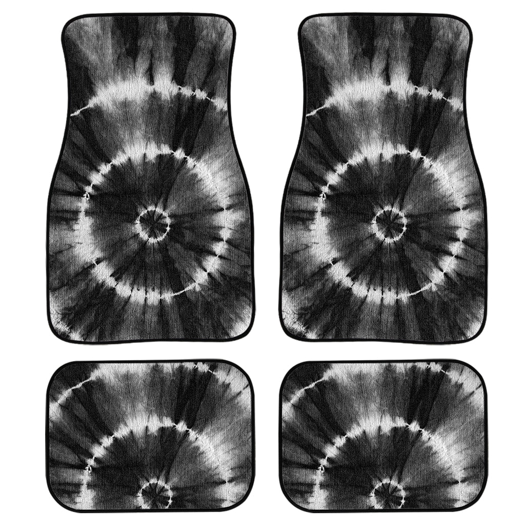 Black And White Tie Dye Print Front And Back Car Floor Mats, Front Car Mat