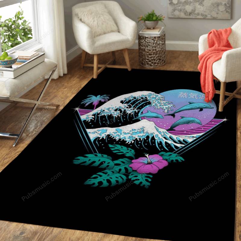 Dolphin Waves – Japanese Retro Area Rug Carpet