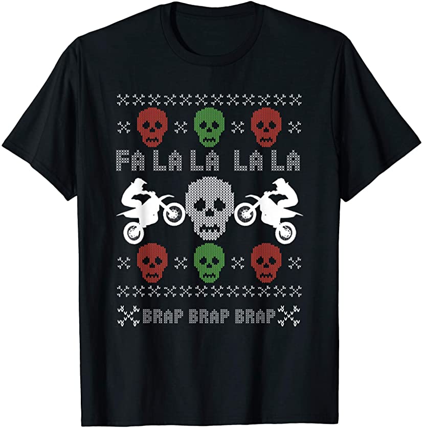 Skull Ugly Christmas Motocross Motorcycle Dirt Bike Gift T-Shirt