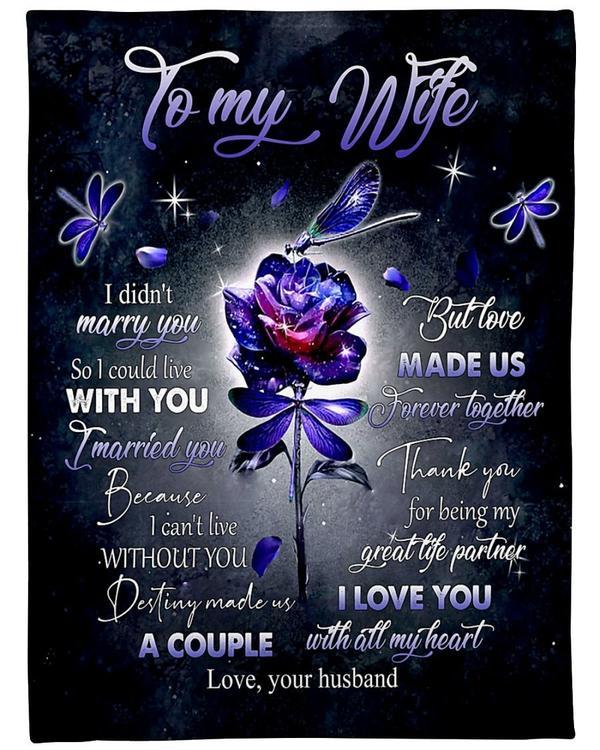 To My Wife Love Made Us Forever Together Fleece Blanket Gift For Family,Birthday,Wife,Couple,Gift Home Decor Bedding Couch Sofa Soft And Comfy Cozy