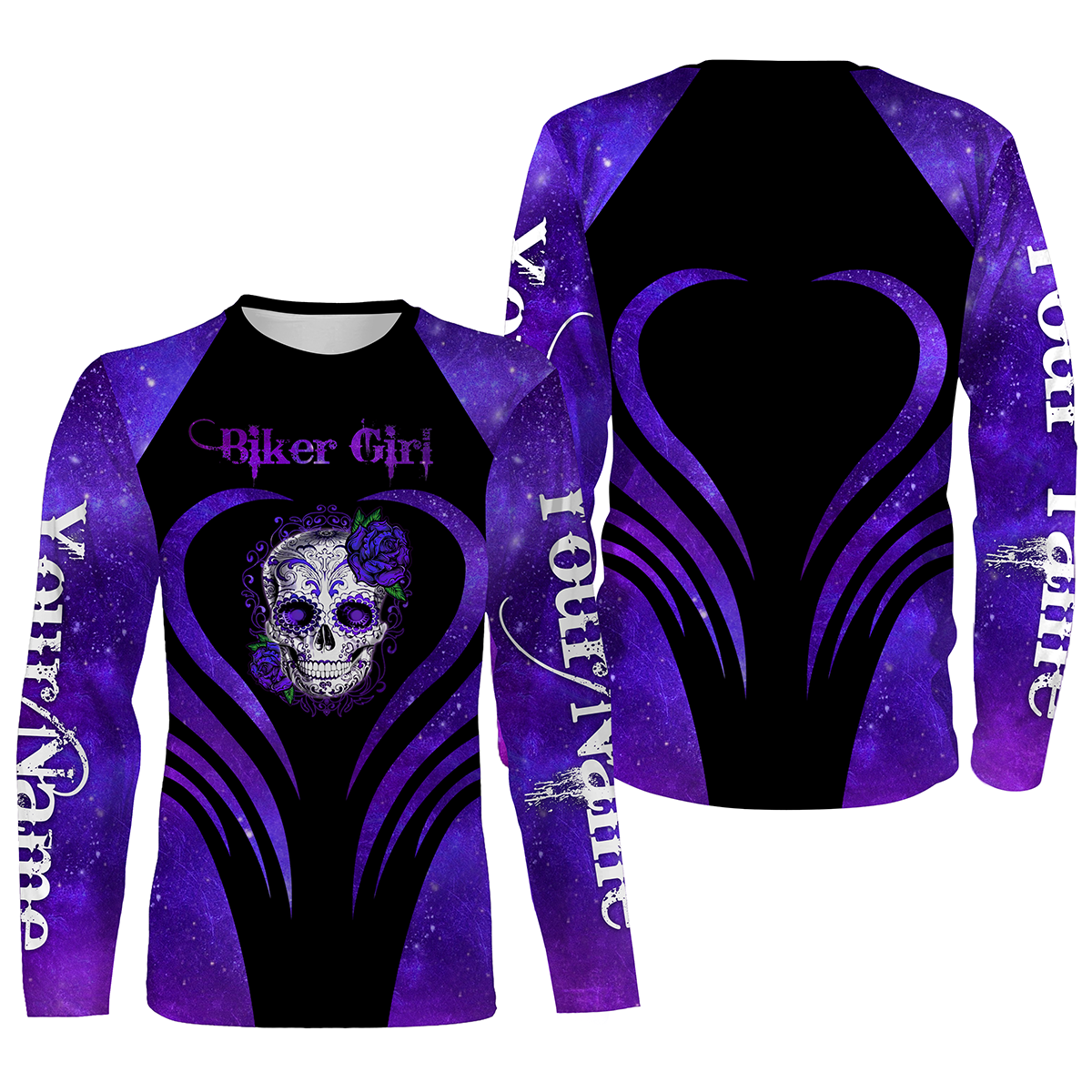 Biker Girl Skull Personalized Jersey Motorcycle Purple Long Sleeves Female Rider Off-Road Racing| Nms465