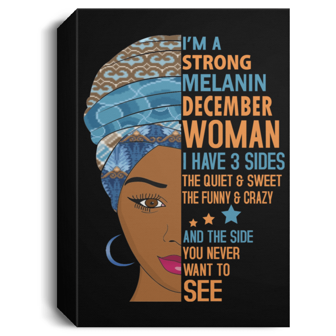 African American Canvas Art I Am A Strong Melanin December Woman Birth Month Afrocentric Living Room Decor