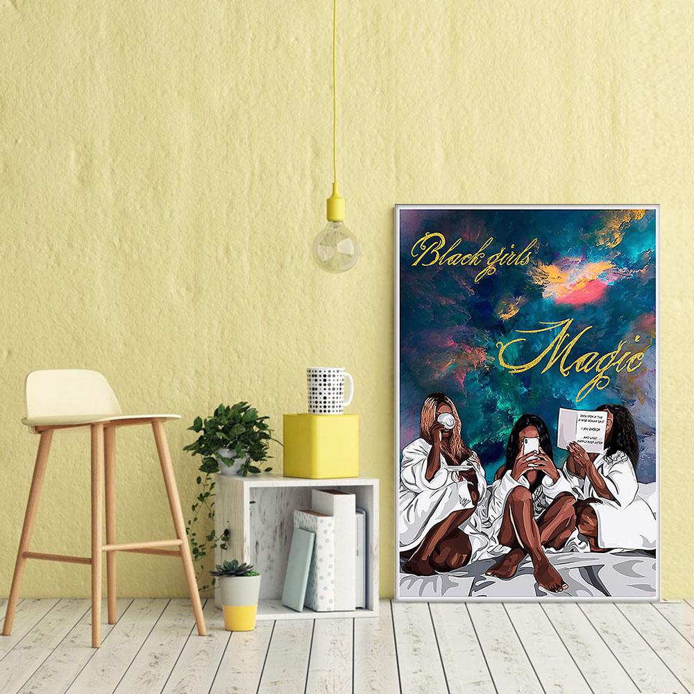 Black African Canvas Art Prints Amazing Afrocentric Poster Afro Girl African Men Pretty Canvas Home Decoration