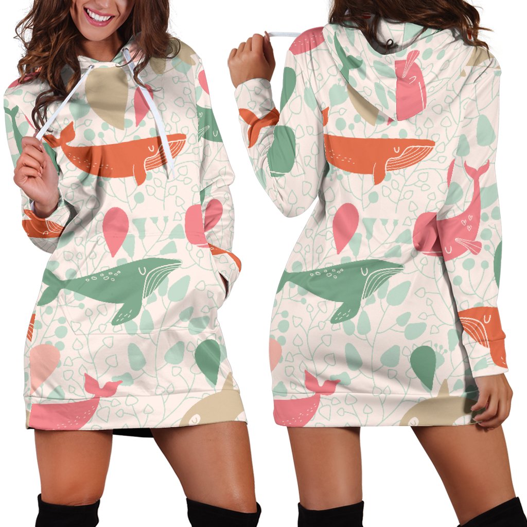 Cute Whale Pattern Women’S Hoodie Dress