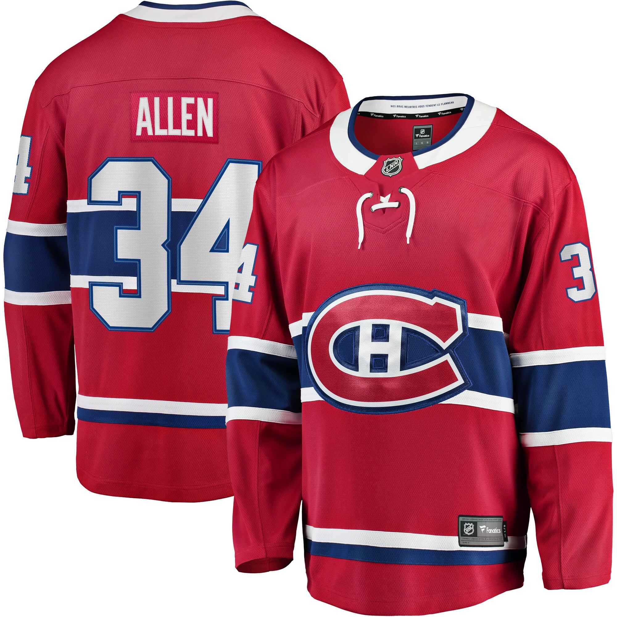 Men's Montreal Canadiens Jake Allen Red Breakaway Player Jersey