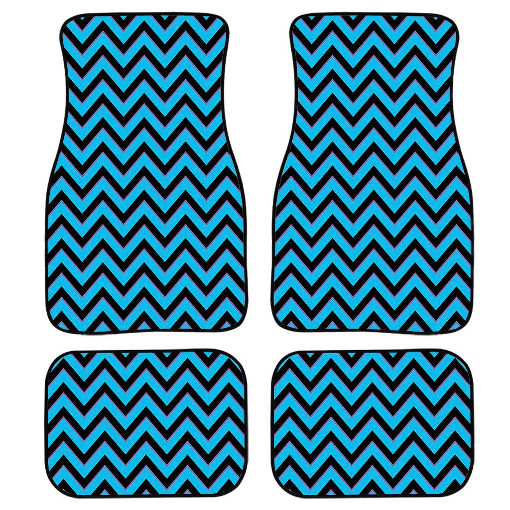 Black Blue And Purple Chevron Print Front And Back Car Floor Mats, Front Car Mat