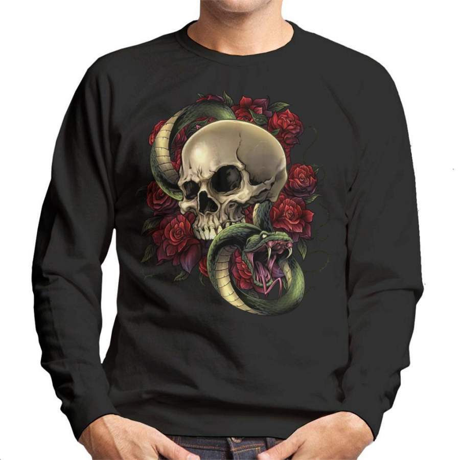 Snake Skull And Roses Men’s Sweatshirt