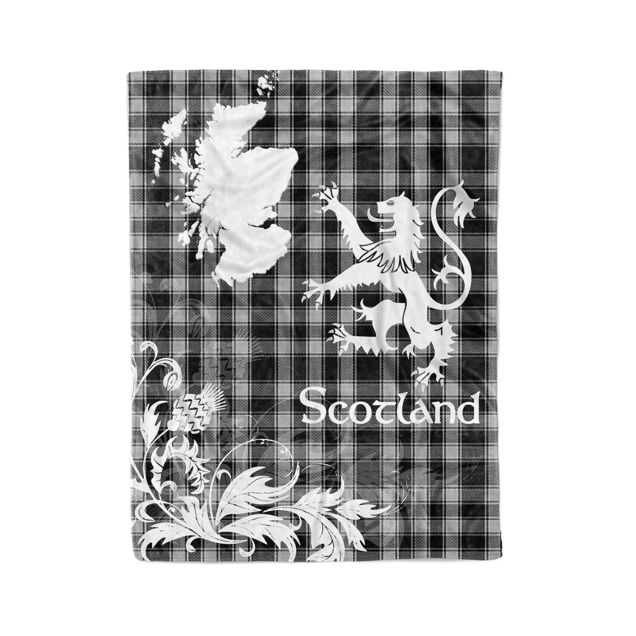 Tartan Plaid Fleece Blanket Tartan Blanket Thistle And Lion Scottish Clan Macphee Black Plaid Blanket