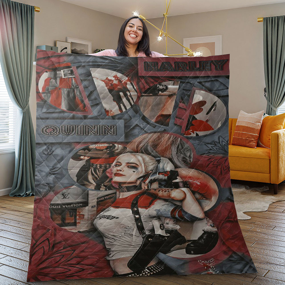 Fashion24Hs - Soft Fleece Blanket - Harley Quinn Christmas Gift Lover Quilt Blanket - Harley Quinn Quilt Blanket 3