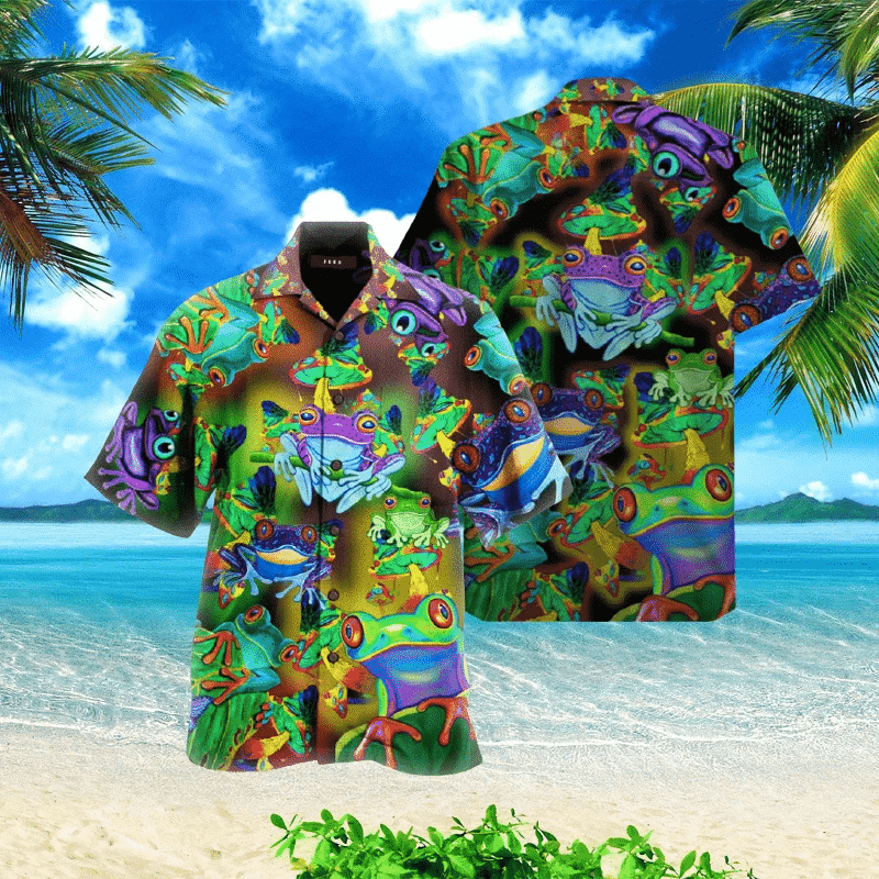 Frog Colorful Mushroom Unisex Hawaii Shirts V Ha9014