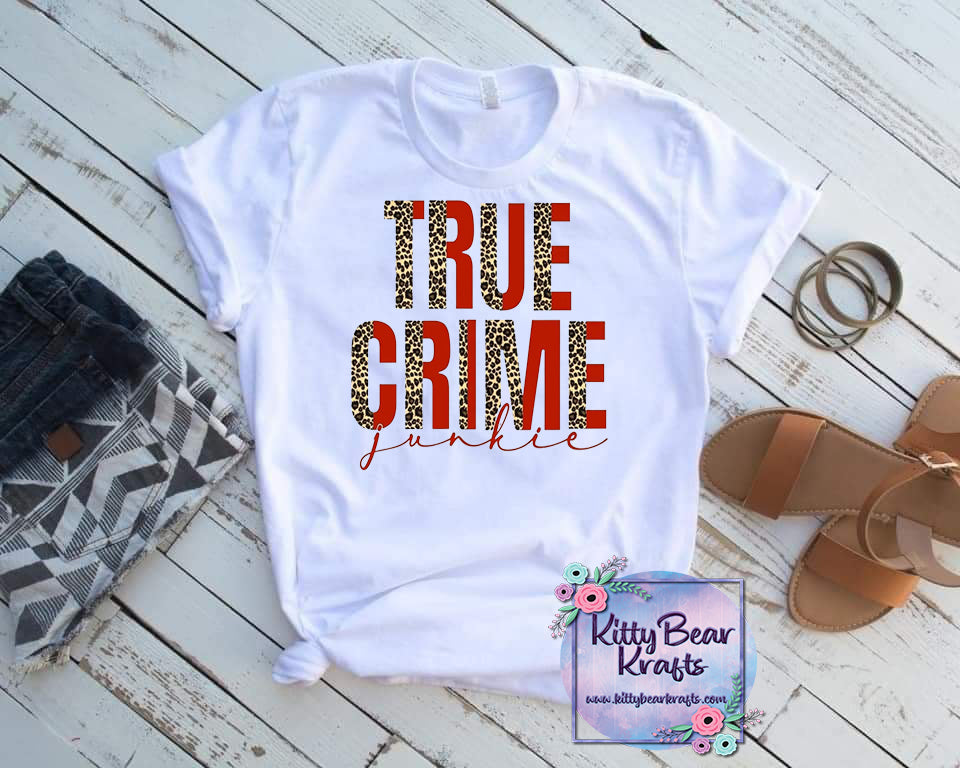 True Crime Junkie Leopard 100% Polyester T-Shirt