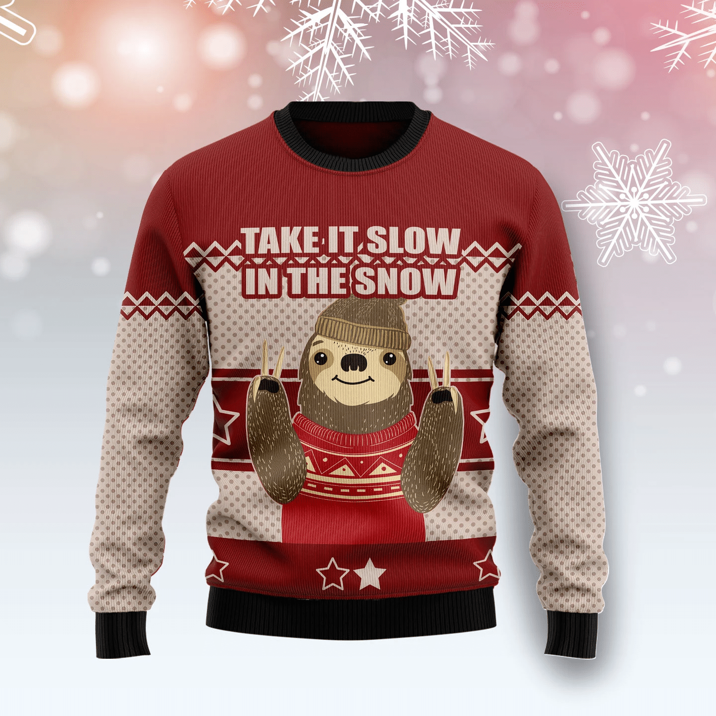 Sloth Take It Slow Christmas Ugly Sweater