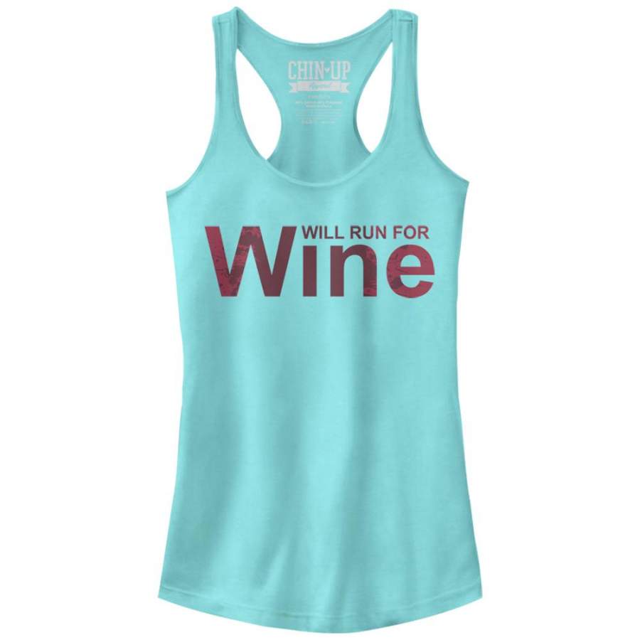 CHIN UP Junior’s Splatter Will Run for Wine  Racerback Tank Cancun