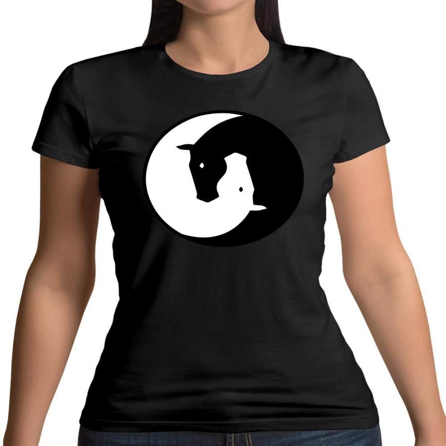 Yin Yang Horses Womens T-Shirt