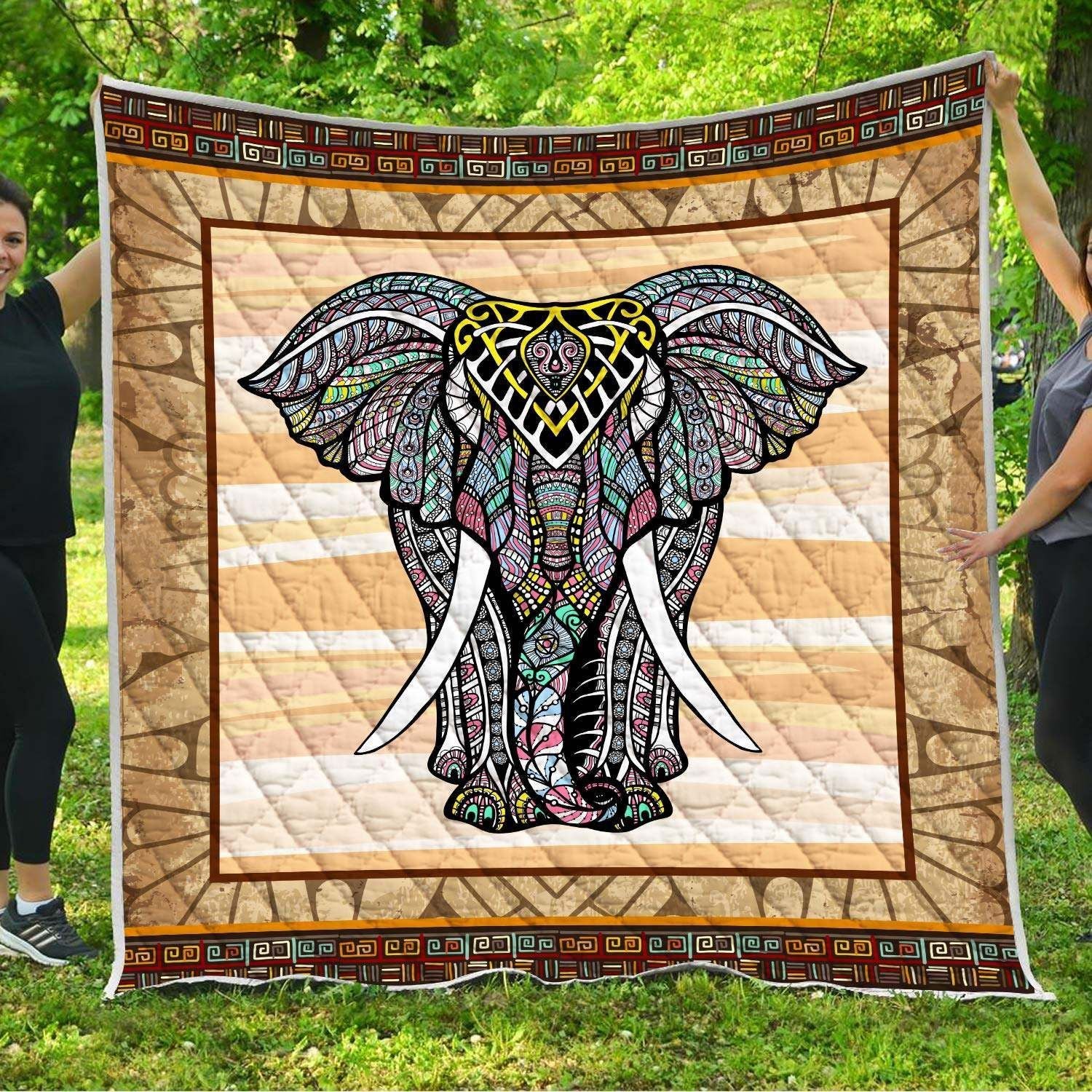 Pattern Elephant Drawing Quilt Blanket