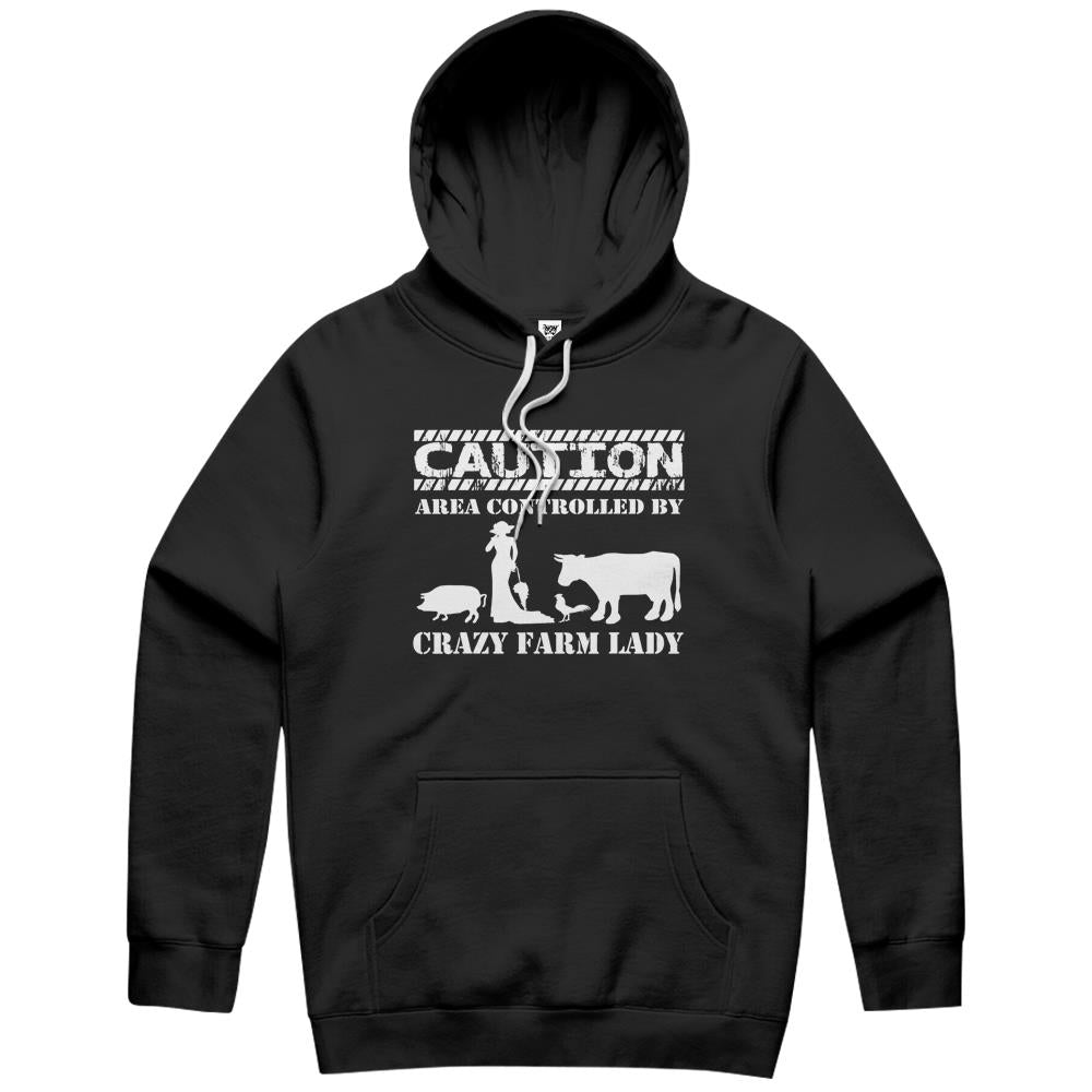 Farmer Funny Gift – Area Controlled By Crazy Farm Lady Hoodie