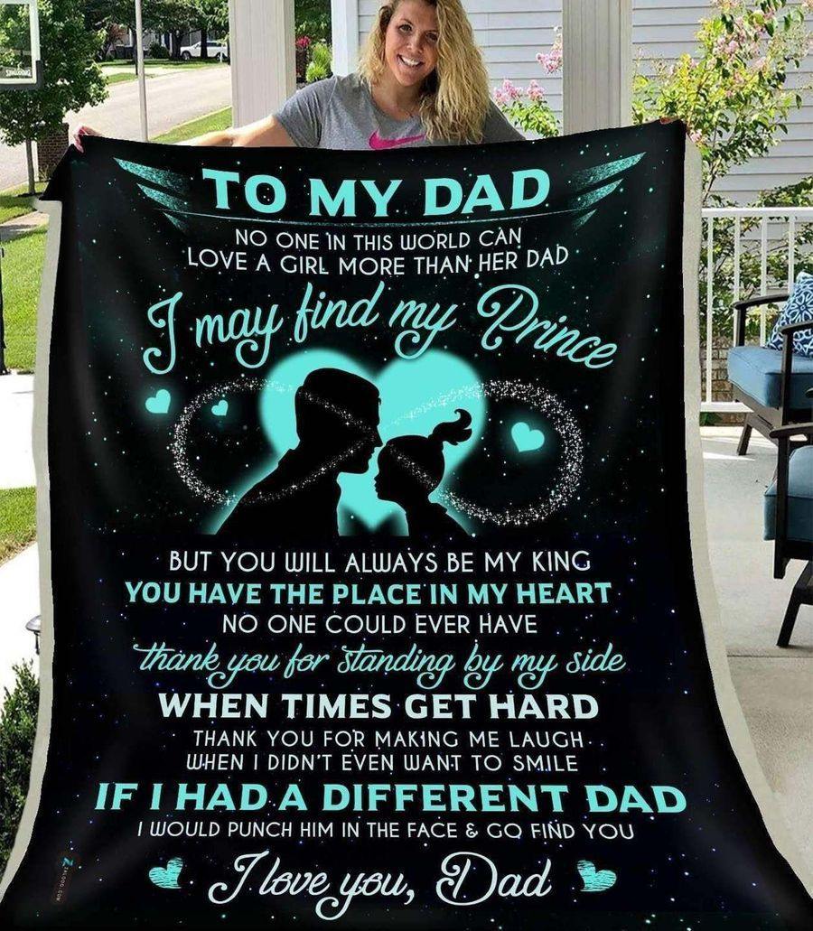 [Personalized Name] To My Dad No One In This World Can Love A Girl More Than Her Dad –  Best Idea Gift For Dad, Gift For Home Decor, Gift For Family  – Custom Fleece Blanketc