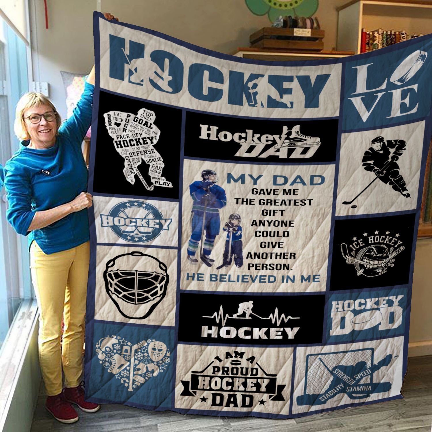 Hockey Lovers Quilted Blanket JN9