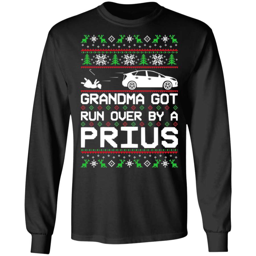 Toyota Prius Ugly Christmas Grandma Got Run Over Long Sleeve T-Shirt