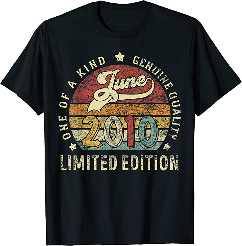 Vintage Retro Sunset June 2010 11 years old 11th birthday T-Shirt