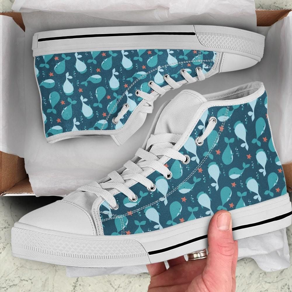 Cute Whales High Top Shoes