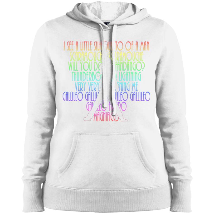 AGR BOHEMIAN RHAPSODY Lyrics With Freddie Silhouette Ladies’ Pullover Hooded Sweatshirt