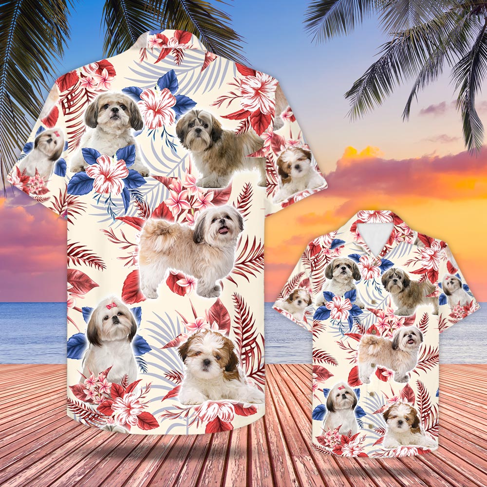 Shih Tzu Usa Flag Hawaii Shirt Ha14479