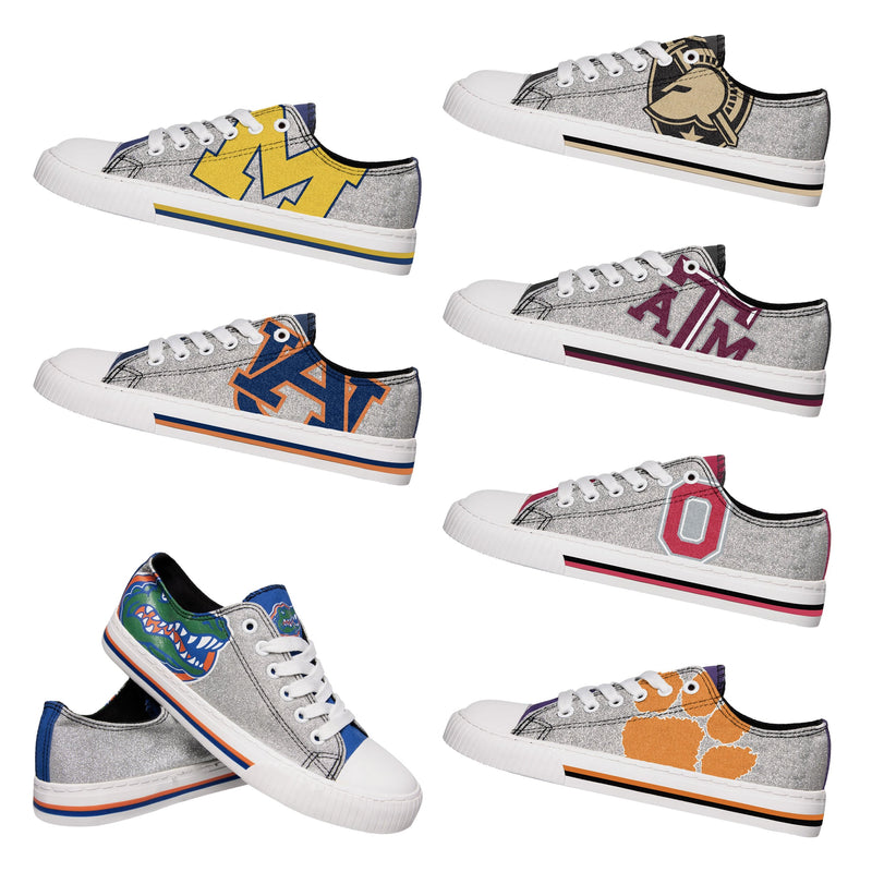 NCAA Womens Glitter Low Top Canvas Shoes – Pick Your Team