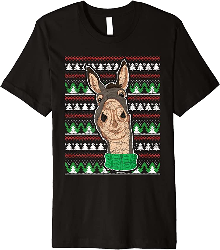 Ugly Christmas Farm Animal Farmer Merry Xmas Donkey Premium T-Shirt