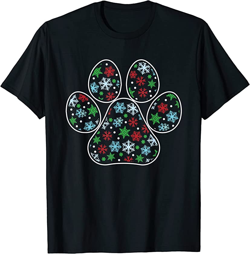 Dog Paw Christmas Pattern Cute Puppy Pet Lover X-Mas Pajama T-Shirt