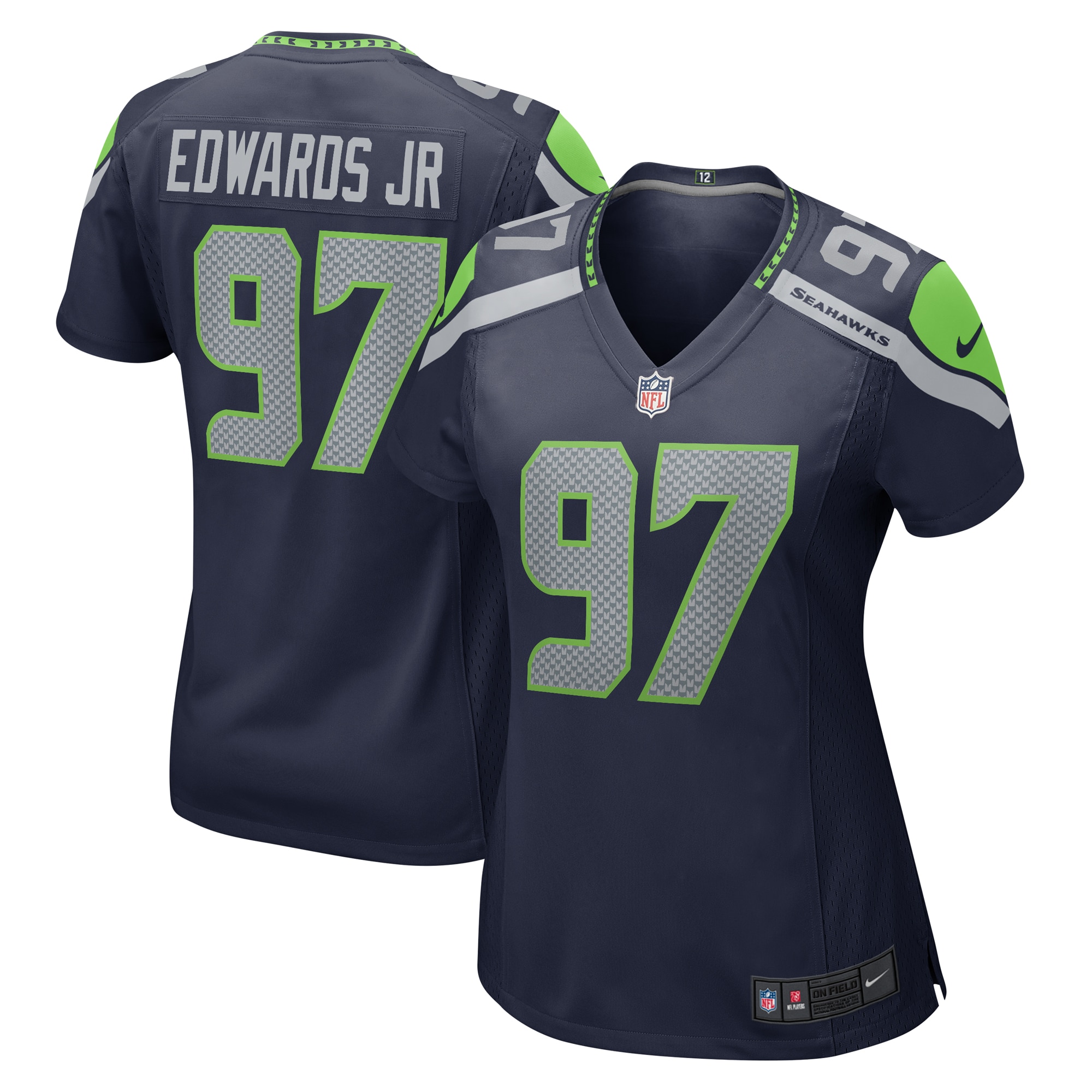 Women’s Seattle Seahawks Mario Edwards Jr. College Navy  Game Jersey