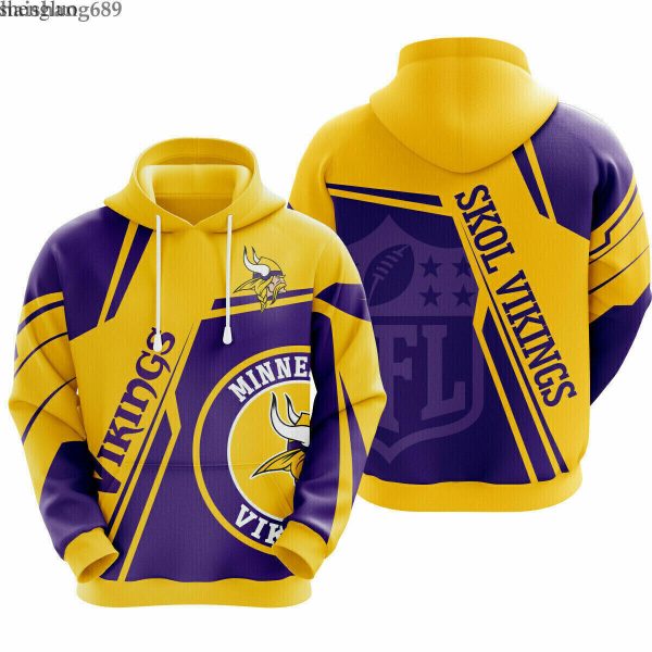 Minnesota Vikings Hoodies Football Sports Hooded Sweatshirt Pullover Ver 2