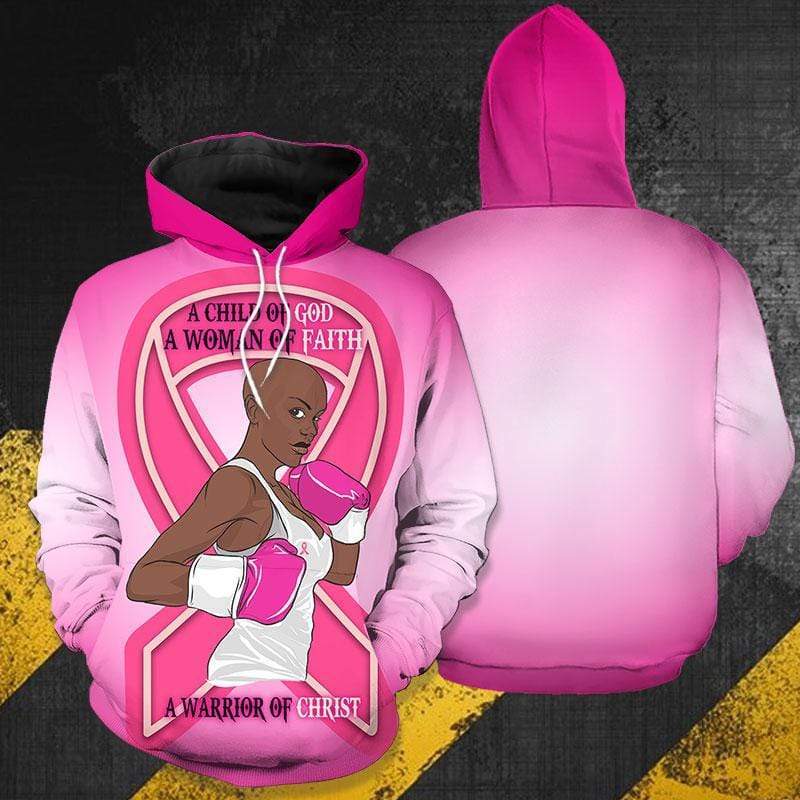 A Warrior Of Christ Breast Cancer Awareness Afro Girl Hoodie 3D