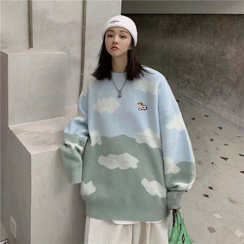 2022 New Wind Day Trend Loose Wild Knit SweaterVintage Winter Pullover Mens O-Neck Korean Fashions Sweater alx