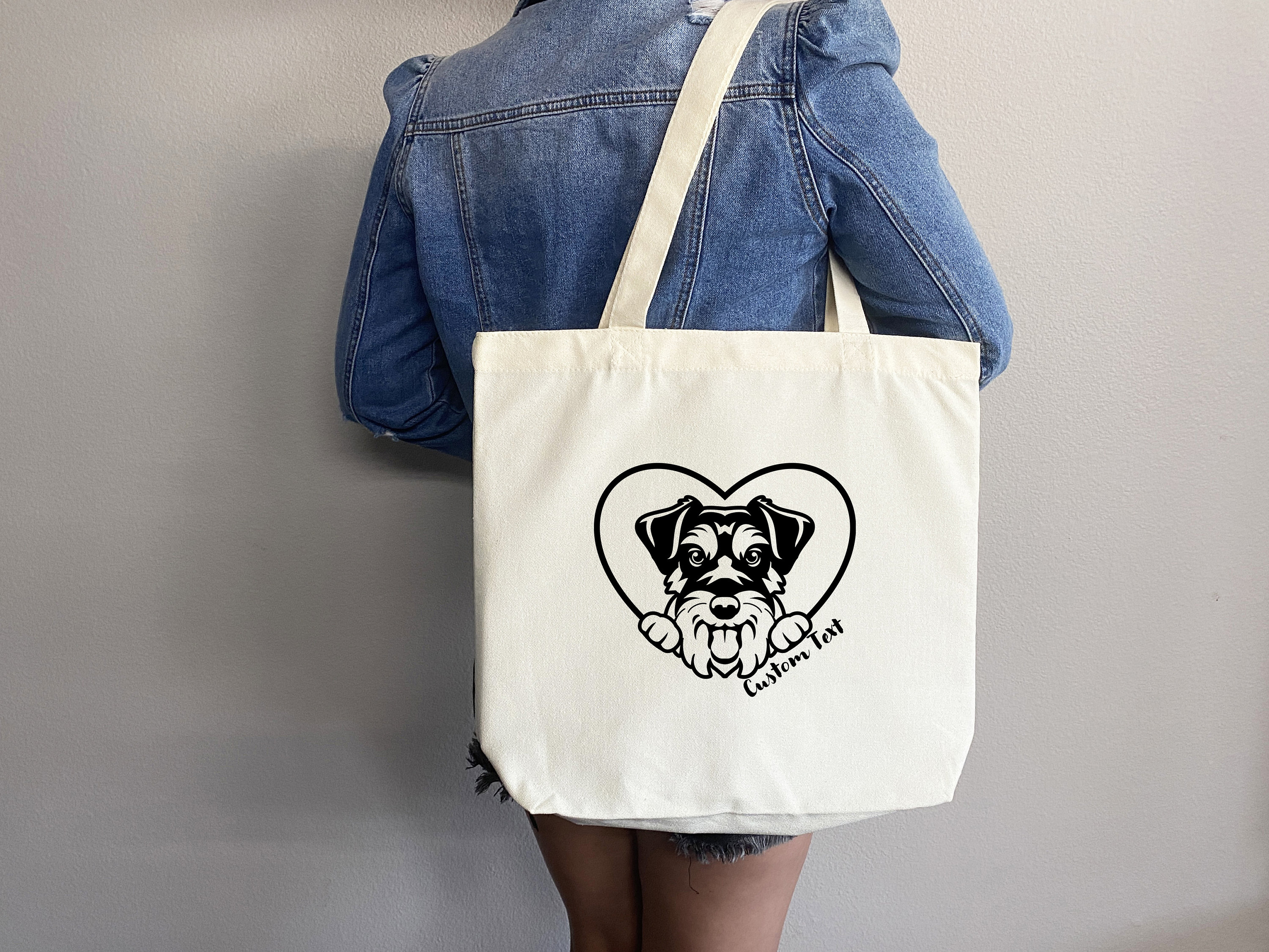 Puppy Bag, Puppy Tote Bag, Mini Schnauzer Bag, Cute Tote Bag, Dog Bag, Dog Mom Tote Bag, Custom Pet Bag, Dog Lover Gift, Gift for Dog Mom